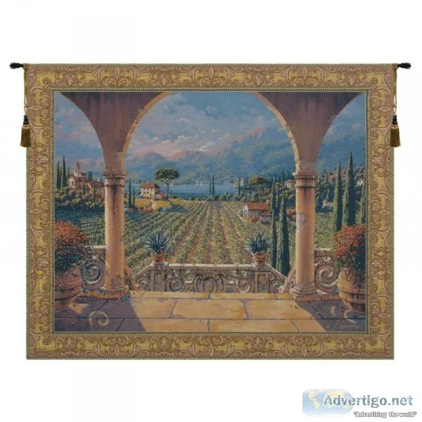 LAKESIDE VINEYARD BELGIAN TAPESTRY WALL HANGING