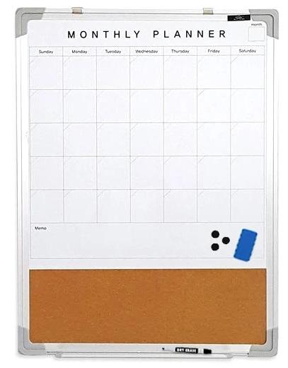 Magnetic White Board Calendar W Cork Bottom