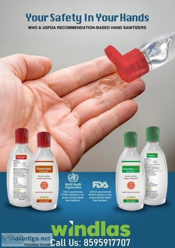 Powertizer Hand Sanitizer Gel - Best For Men Women and Children