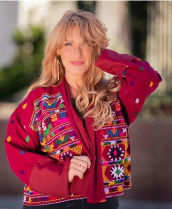 Women s Cotton Embroidered Jacket ( red)