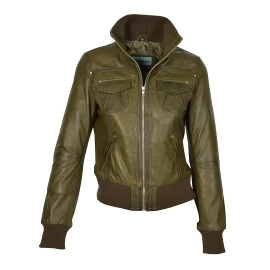 Exclusive womens leather bomber jacket
