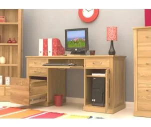 Baumhaus Mobel Oak Twin Pedestal Computer Desk