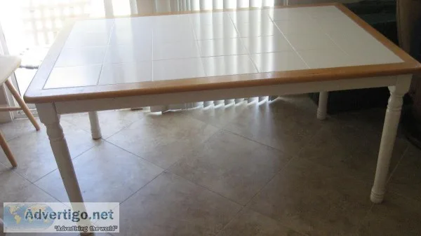 White tile table