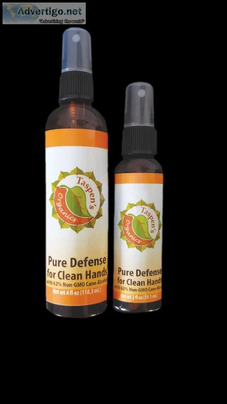 PURE Defense for Clean Hands 62% non-GMO Cane Alcohol and Colloi