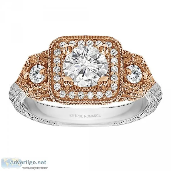 Round Cut Halo Diamond Vintage Engagement Ring - RM1539RTT