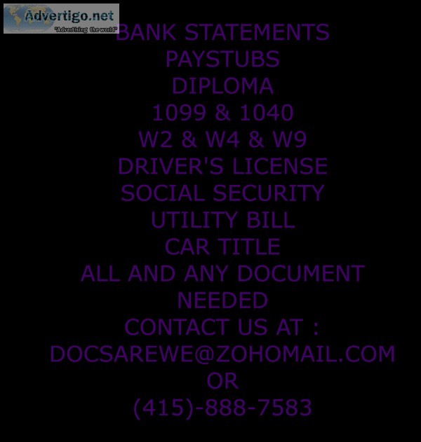 Diploma 1099 bank statement paystub etc