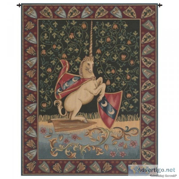 UNICORN MEDIEVAL ITALIAN TAPESTRY WALL HANGING