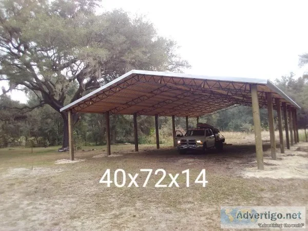 Steel truss pole barn kit packages