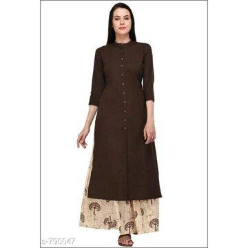 Buy Modern Coloured Cotton Kurthi With Trendy Printed Palazzo Se