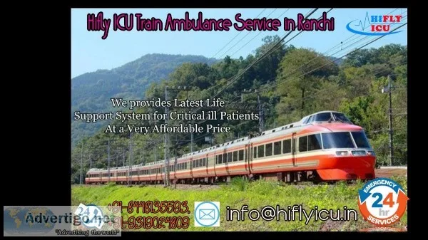 HIFLY ICU Train Ambulance Service in Ranchi at low cost
