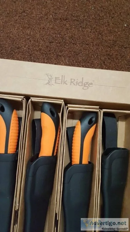set of 4 fishing knives Elk Ridge double edge hooked tip new