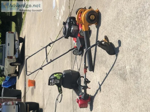 Push mower weed eater blower and chain saw