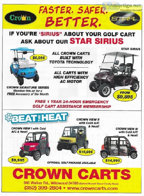 Crown View Golf Carts Have Real Air Conditioning Heat Radio and 