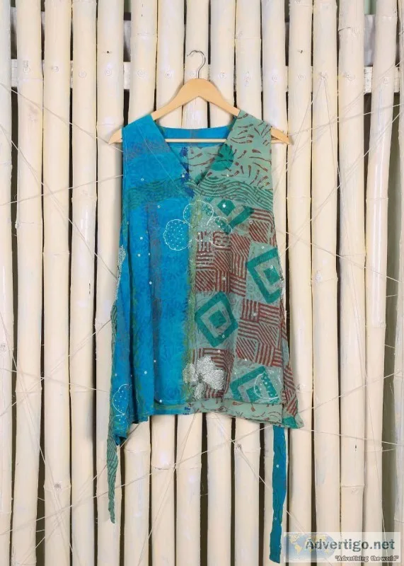 Handmade Bohemian Silk Dress Indian Handmade Silk Top Floral Hip