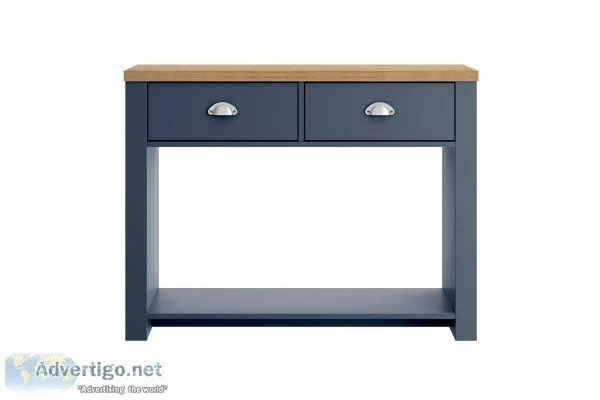 Birlea Furniture Winchester Navy Blue and Oak 2 Drawer Console T