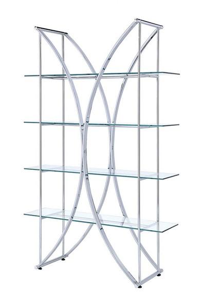 - Chrome Glass 4 Shelves Bookcase