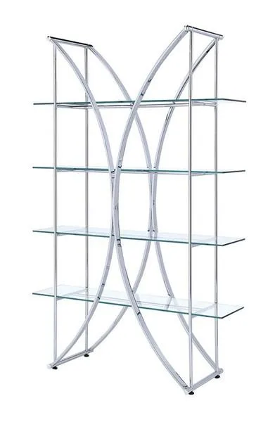- Chrome Glass 4 Shelves Bookcase