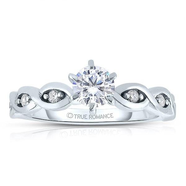14k White Gold Round Cut Diamond Infinity Engagement Ring