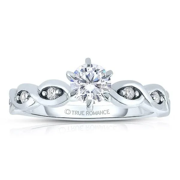 14k White Gold Round Cut Diamond Infinity Engagement Ring