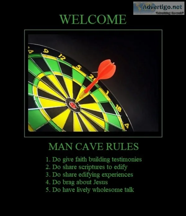 Christian Man Cave &quotWelcome with Rules&quot Poster
