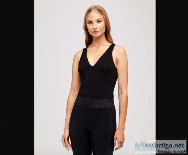 Black Sleeveless Bodysuit For Women