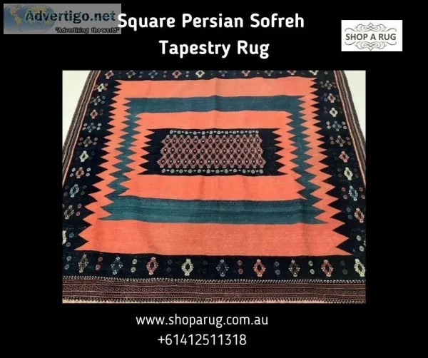 Square Persian Sofreh Tapestry Rug