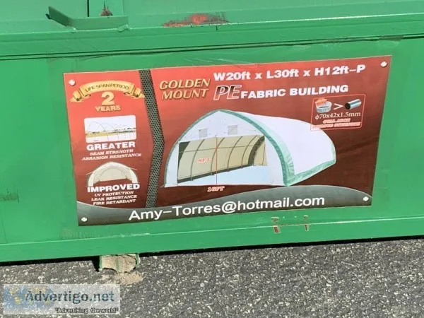 (2) UNUSED GOLDEN MOUNTAIN S203012P-300GSM PE PEAK STORAGE SHELT