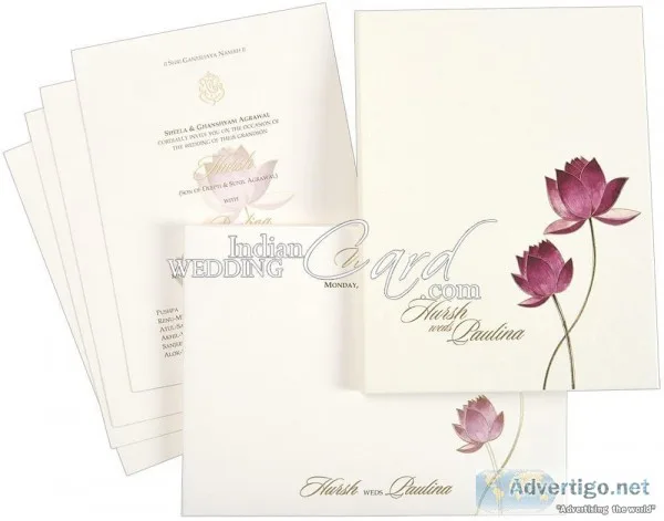 Lotus Theme Wedding Invitation Cards
