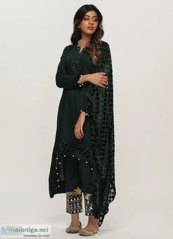 ELEGANT EMERALD PAKISTANI PALACHI SUIT