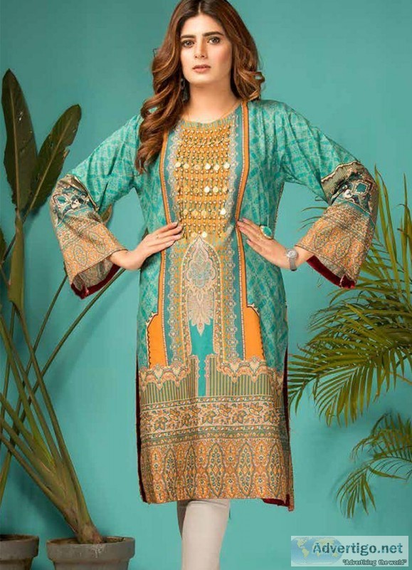 BLUE PRINTED LAWN KURTA