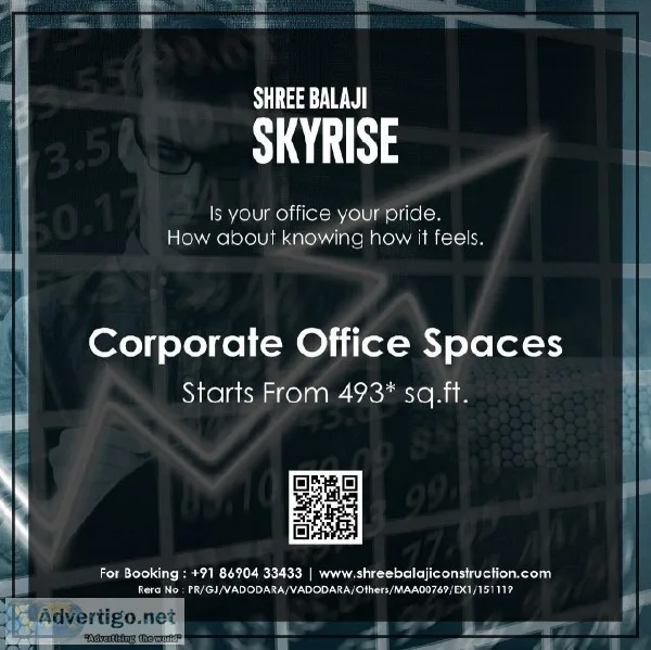 Offices with terrace garden. Min. area starts from 493 sq. ft. a