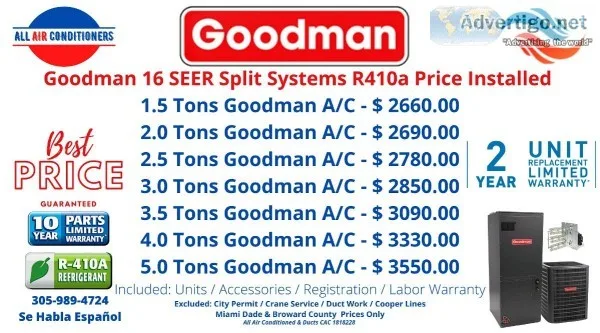 Goodman Air Conditioners 16 SEER Split Systems  Installations  1