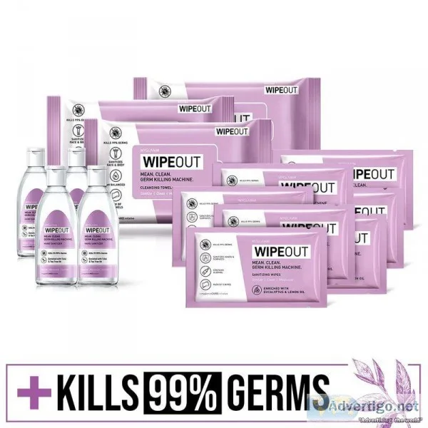Buy WIPEOUT Sanitizing Wipes 4 Hand Sanitizers and 3 Cleansing T