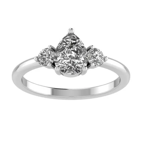 White 14 Karat Semi-Mount Ring With 0.30Tw Round Diamonds 1 Ct C