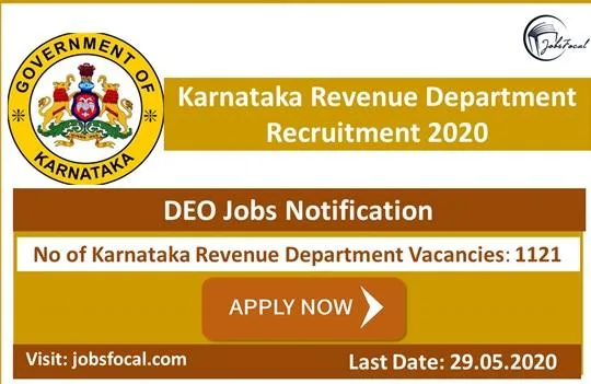 Karnataka Revenue Department Recruitment 2020 (1121) DEO Jobs No