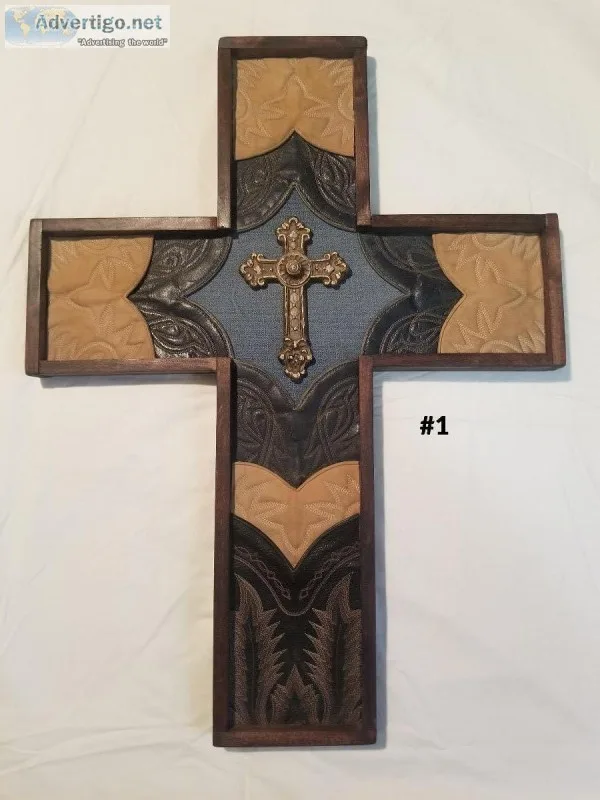 Handmade Western Boot Cross Wall D&eacutecor