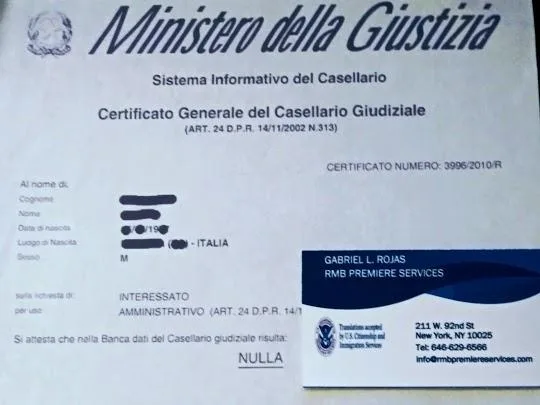 TRADUZIONI CERTIFICATE DA ITALIANO A INGLESE PER PETIZIONI USCIS