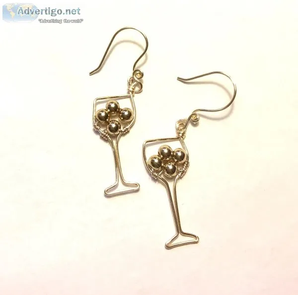Gold Wine Glass Earrings