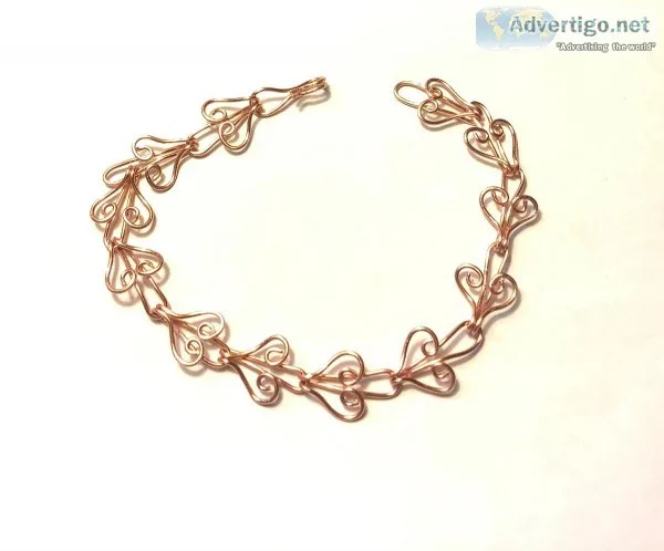 Copper Heart Links Bracelet
