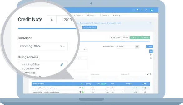 Create credit invoice online - invoice office