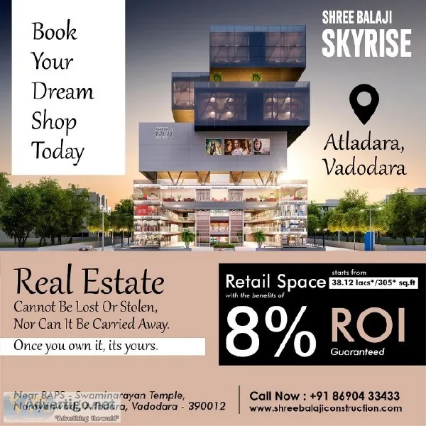 ShopsShowrooms with glass elevation and with clear height of 13 