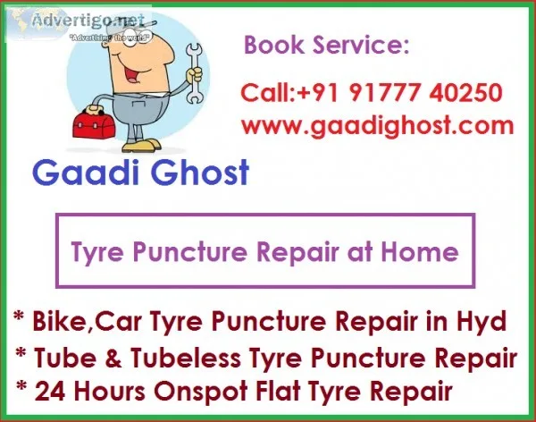 Doorstep BikeCar Tyre Puncture Repair in Hyderabad