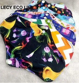 Get Washable PUL Print Organic Bamboo Reusable Cloth Sanitary Pa