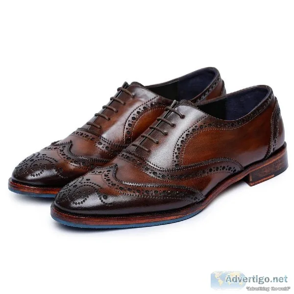 Get Brown Oxford Wingtips Shoes for Men from Lethato