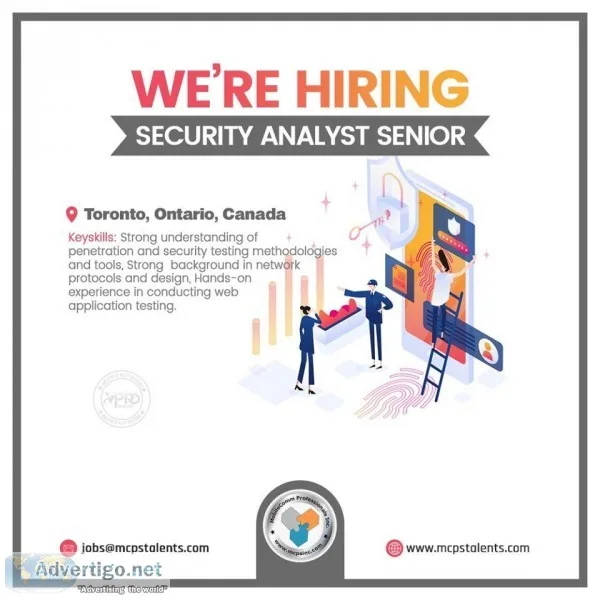 Hiring Security Analyst Senior in Toronto