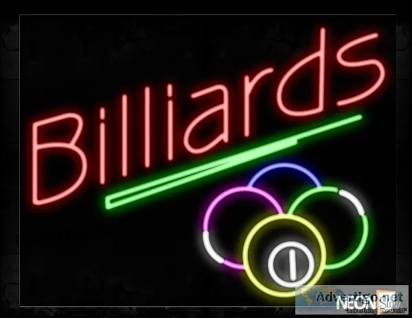 Billiards With 4 Balls Traditional Neon