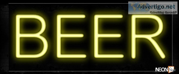 Beer In Yellow Neon Sign