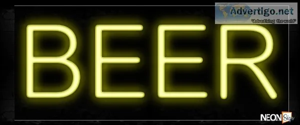 Beer In Yellow Neon Sign