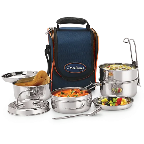 Stainless Steel Lunch Box With Bag  Neelam Appliance