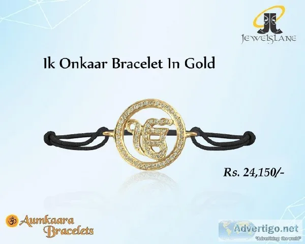 Ik Onkaar Bracelet In Gold With Diamonds